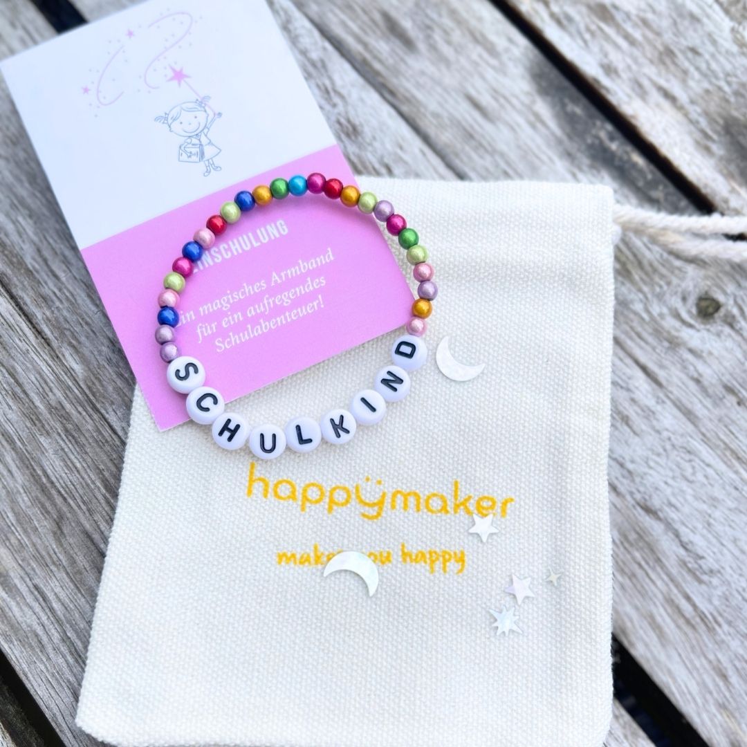 Schulkind Armband mit Miracle Perlen und Buchstaben