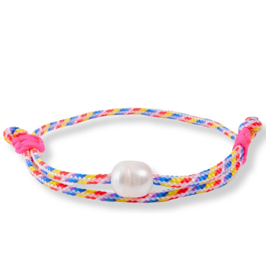 Segeltau Armband bunt - Süßwasserperle
