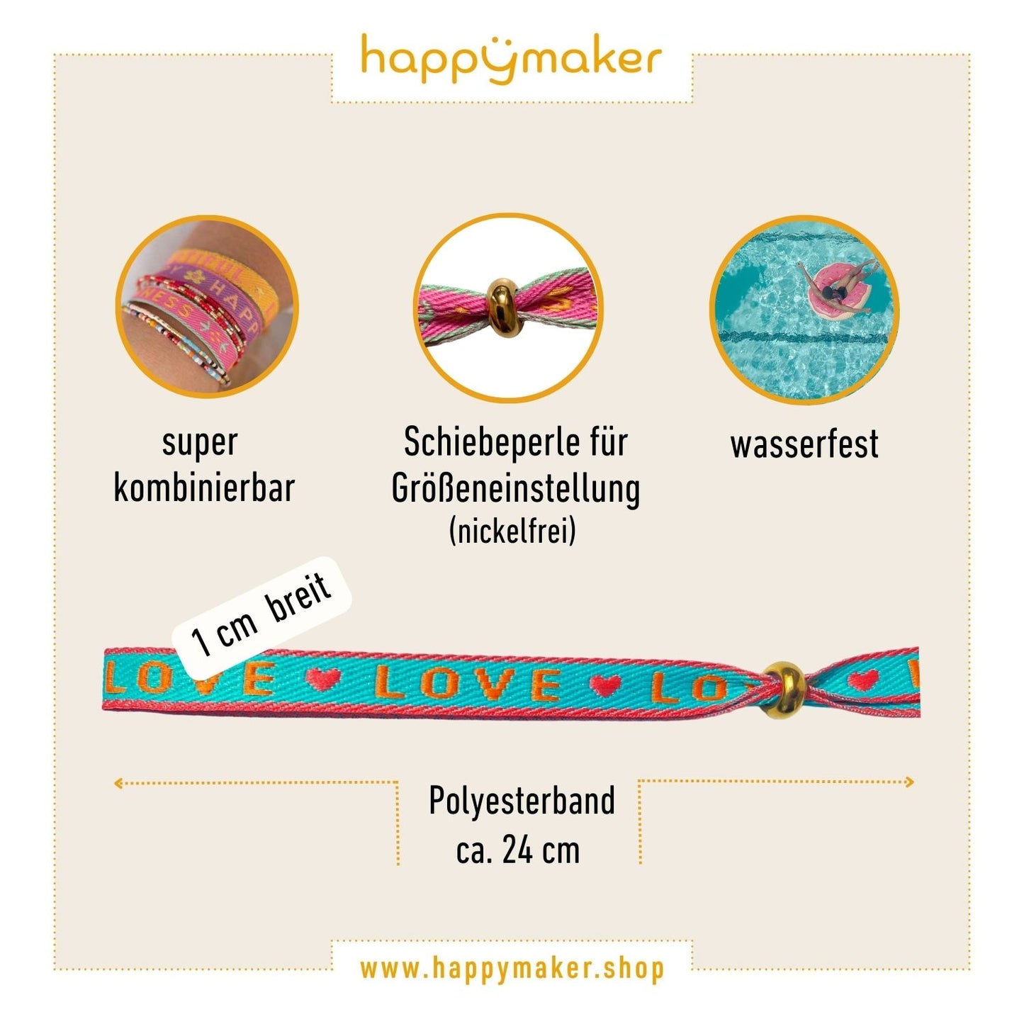 Statement Armband grün - Love