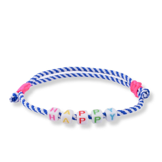 Segeltau Armband weiß blau gestreift - HAPPY