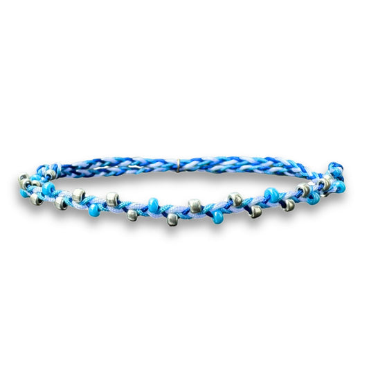 Fußkette blau mit Glasperlen