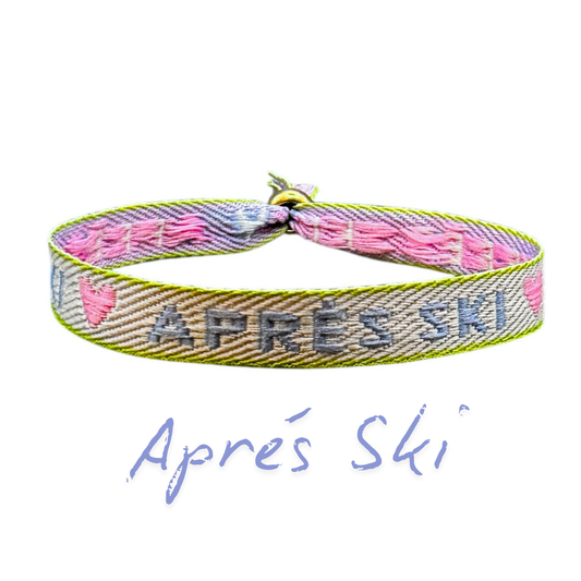 Statement Armband-Set Après Ski, colorful woven design with adjustable feature.