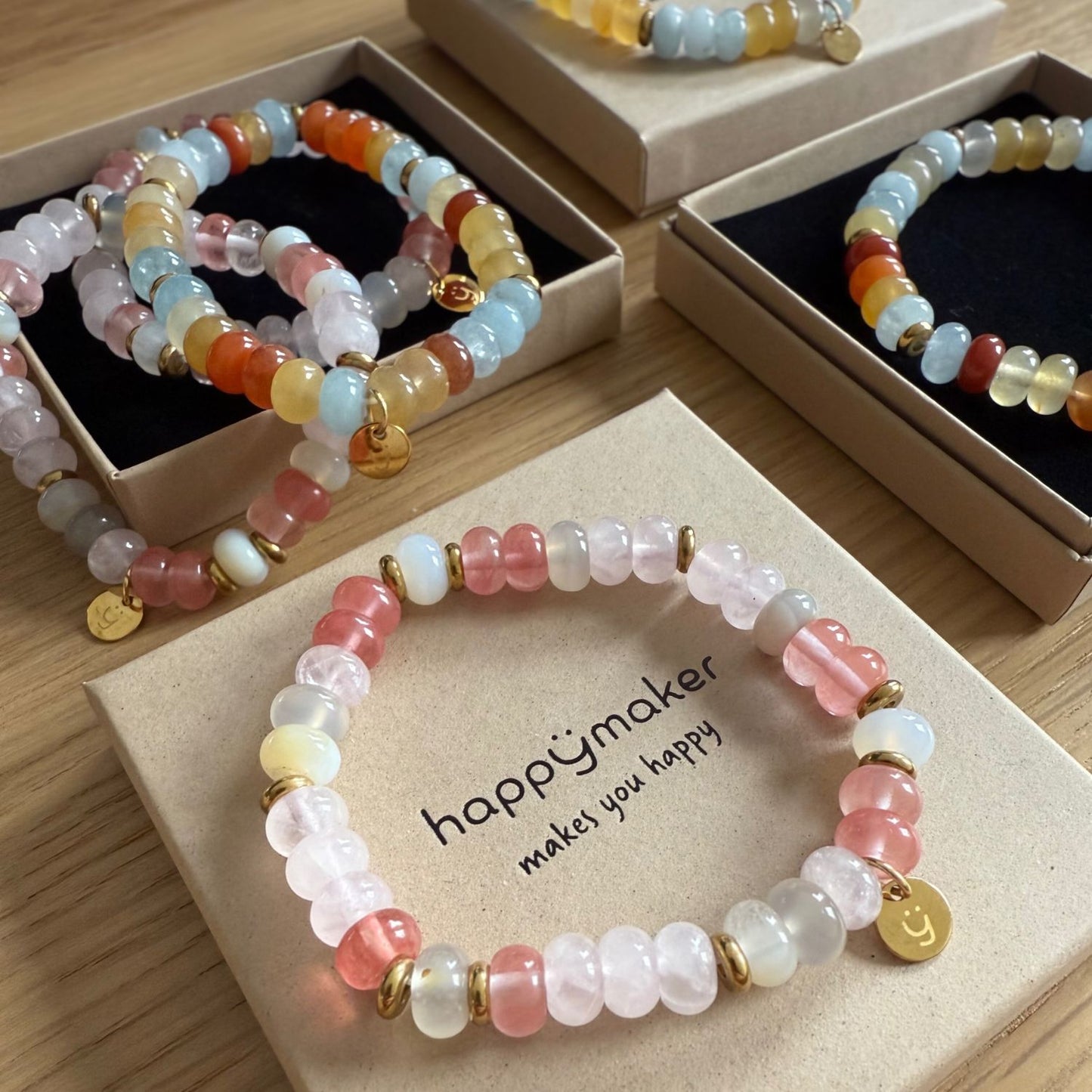 Edelstein Perlenarmband - Aquamarin und Jade