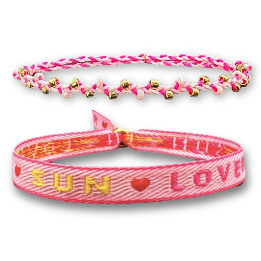 Fußkette und Statemenarmband - Sun Lover rosa