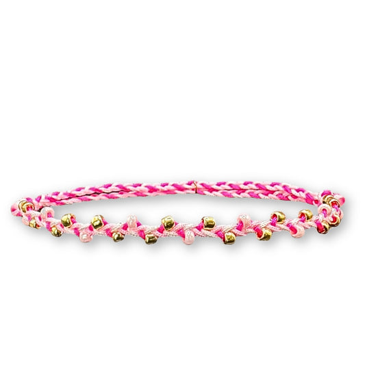 Fußkette rosa mit Glasperlen