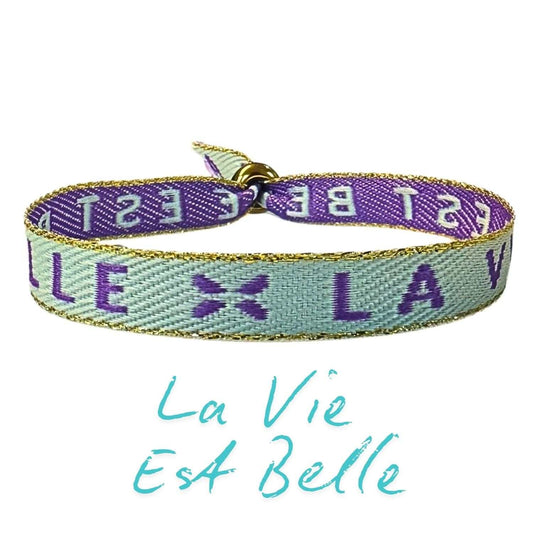 Statement Armband blau mit Lila, Boho Look, verstellbare Schiebeperle.