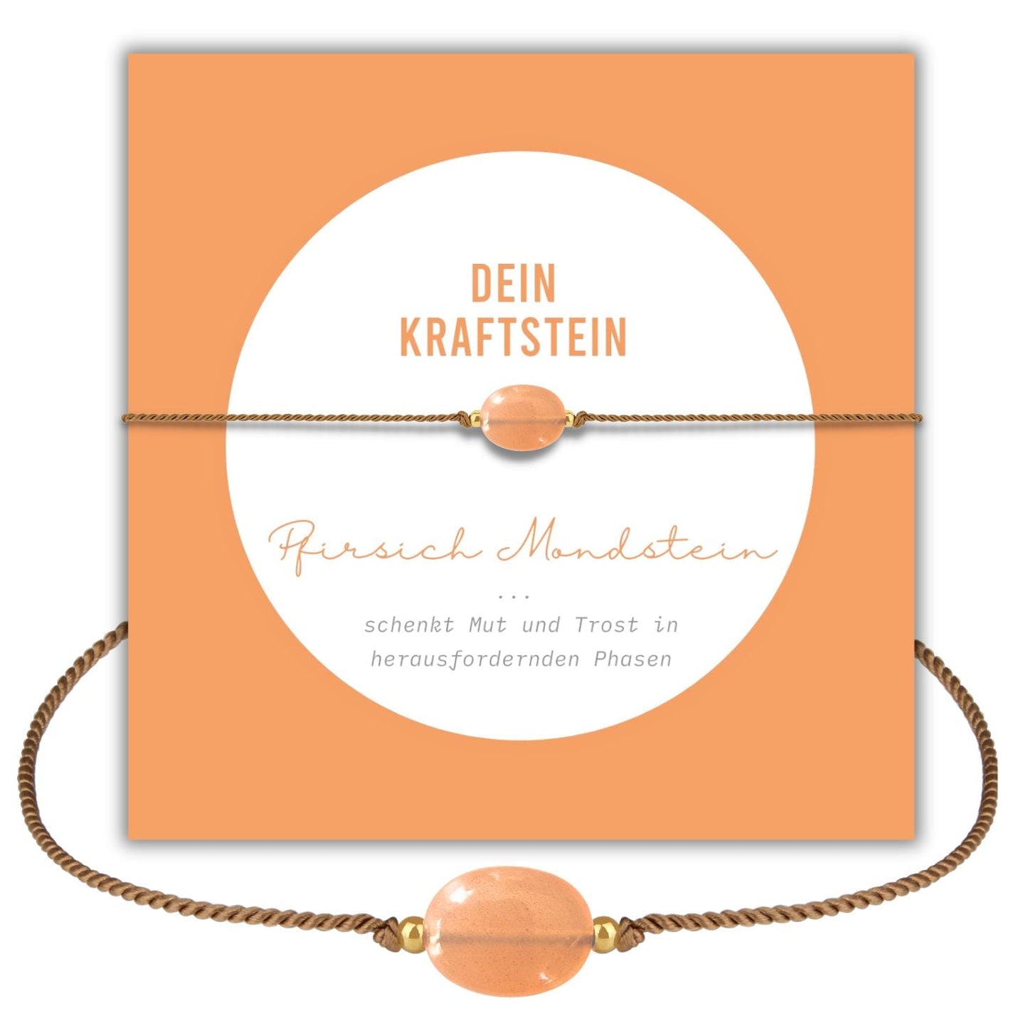 Pfirsich Mondstein Armband für Intuition und Selbstvertrauen, warm schimmerndes Schmuckstück.