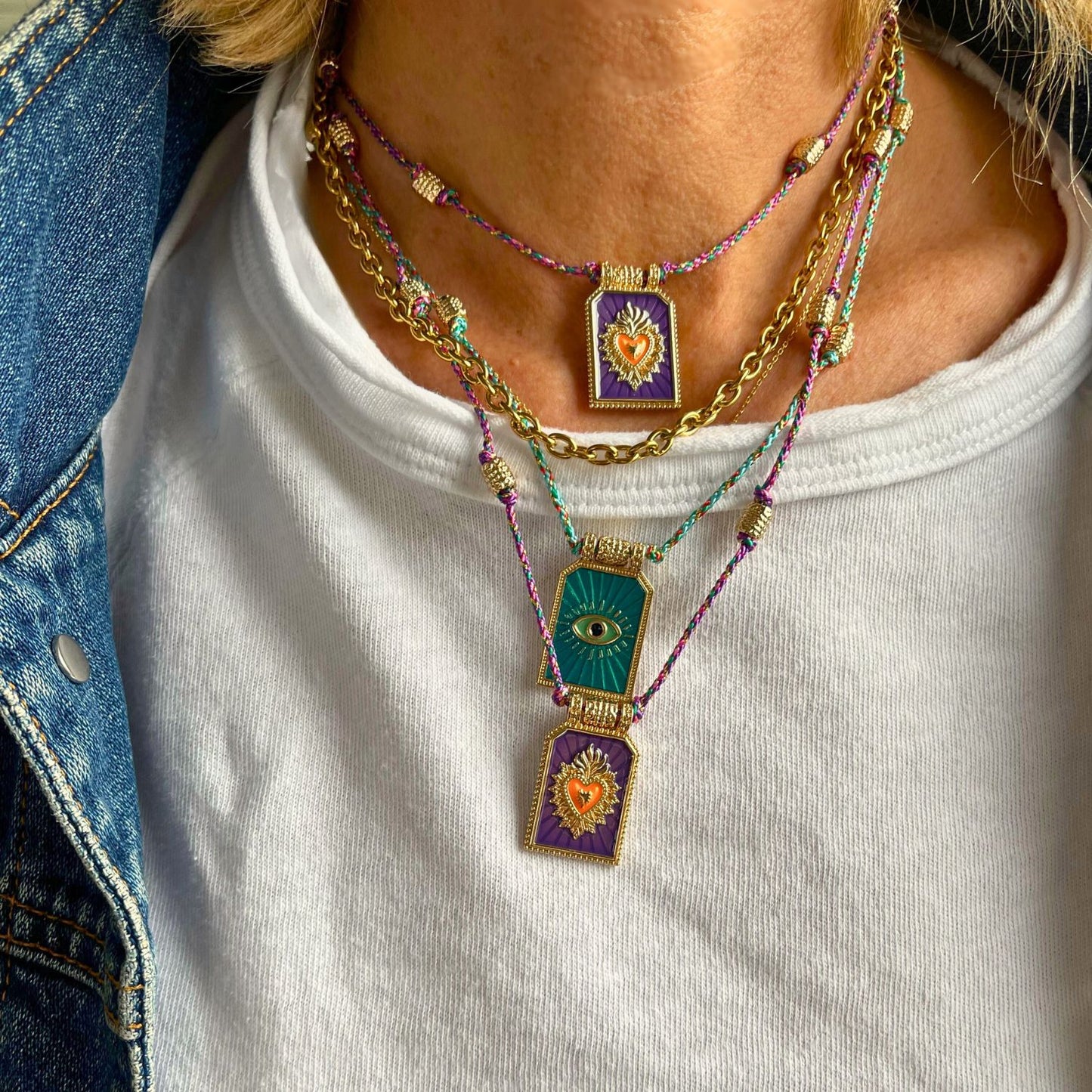 Boho Kette mit Taro Anhänger und dem flammenden Herz