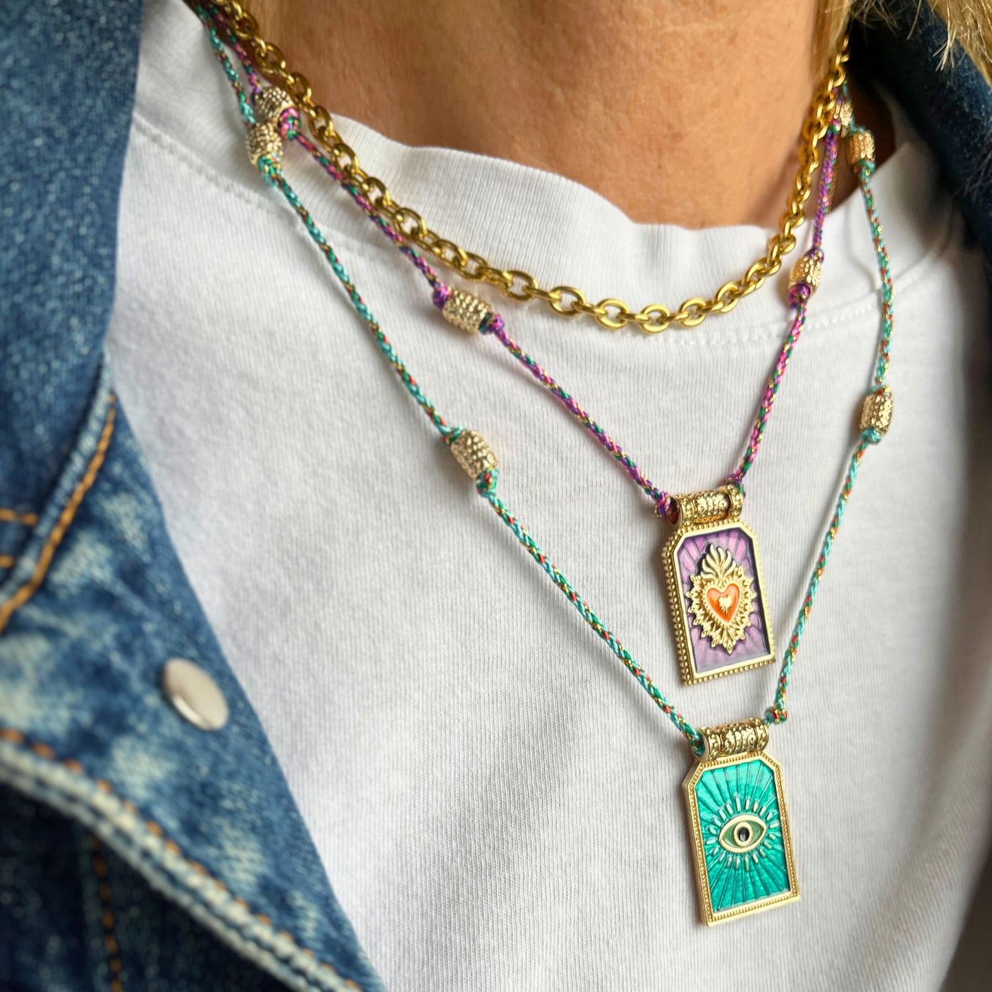 Boho Kette mit Taro Anhänger und dem flammenden Herz