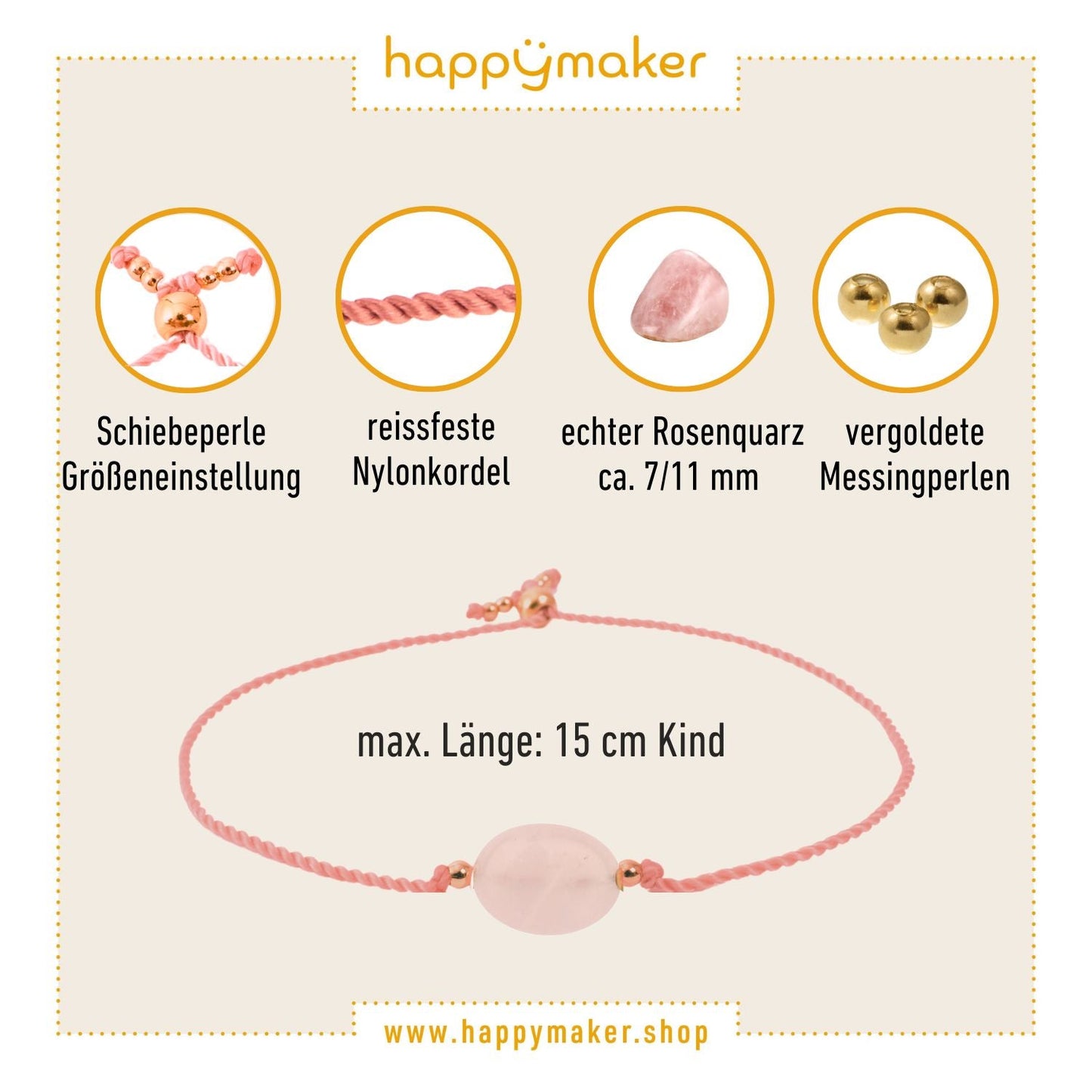 Kinderarmband mit Rosenquarz