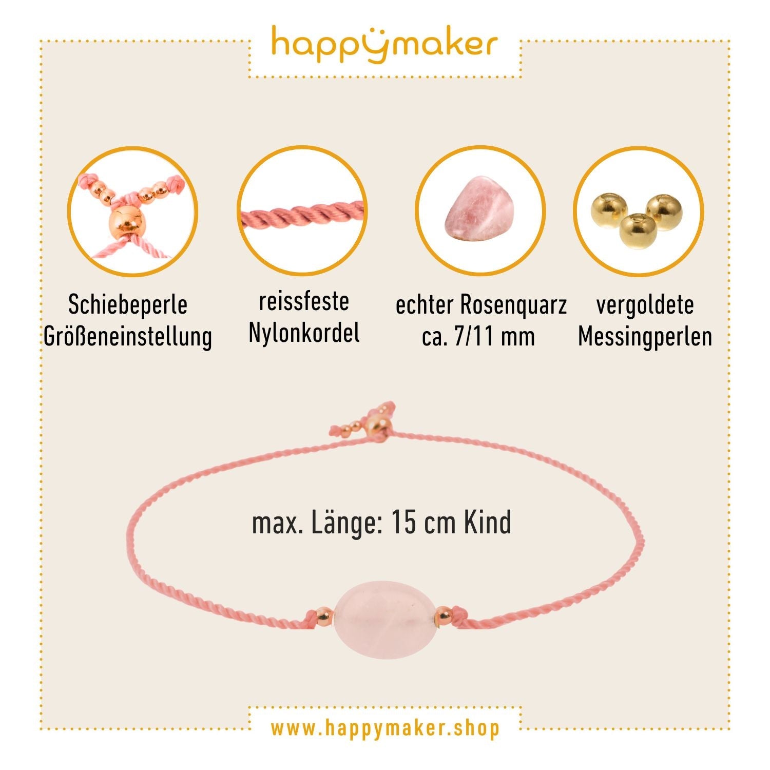 Kinderarmband mit Rosenquarz