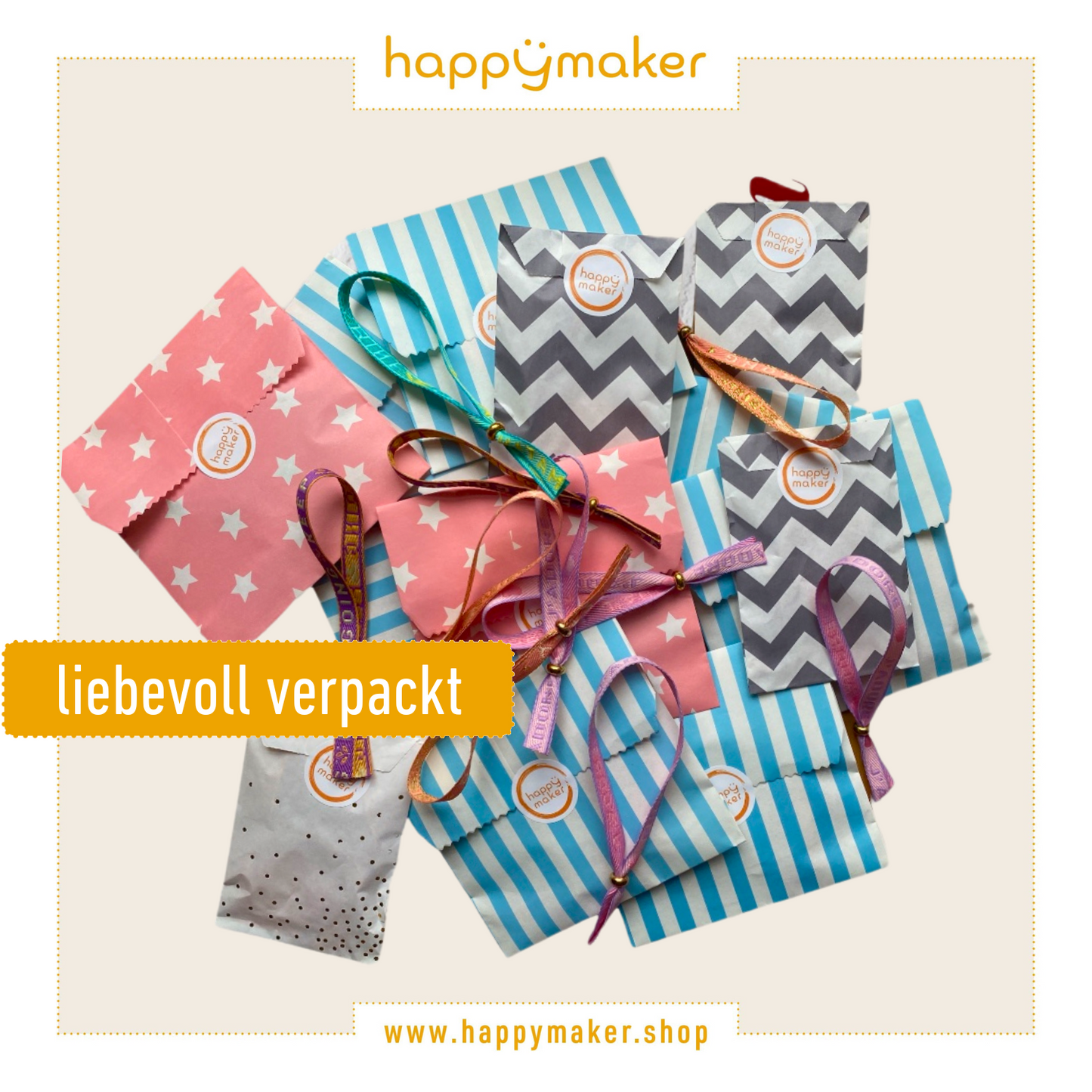 Boho Armbänder liebevoll verpackt