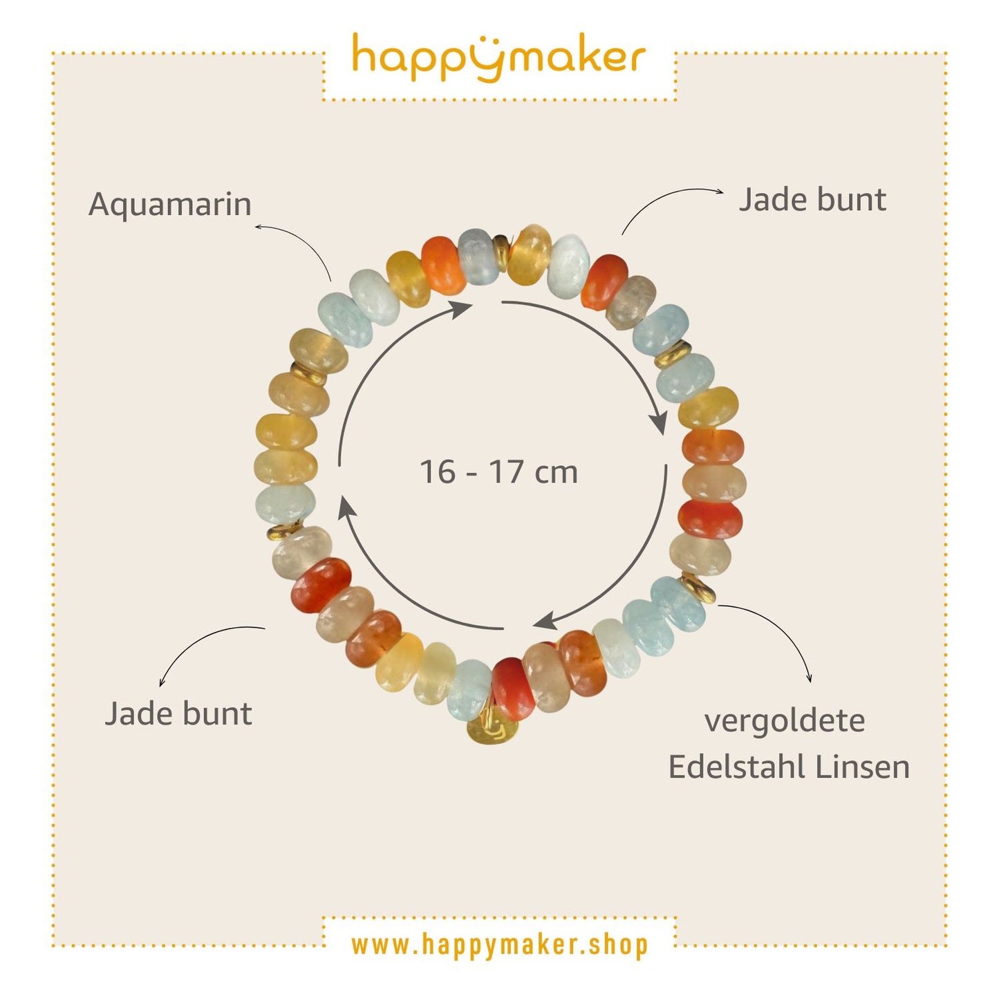 Edelstein Perlenarmband - Aquamarin und Jade
