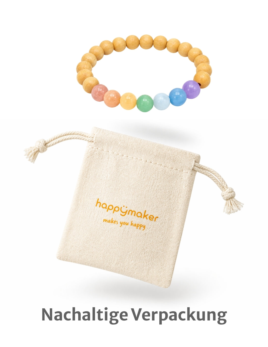 Chakra Armband mit hellen Sandelholzperlen