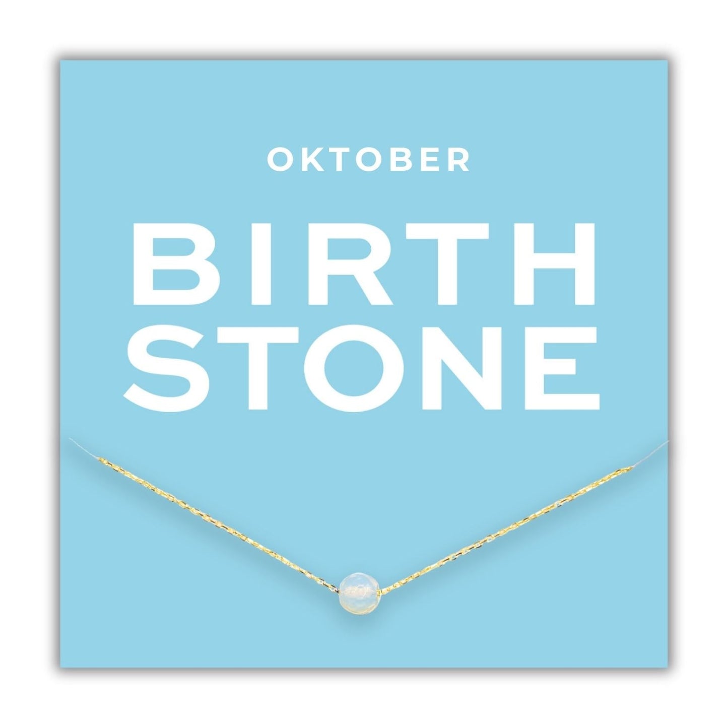 vergoldete Silberkette mit Opal-Geburtsstein für Waage auf Karte konfektioniert als Geburtsstein Kette Oktober