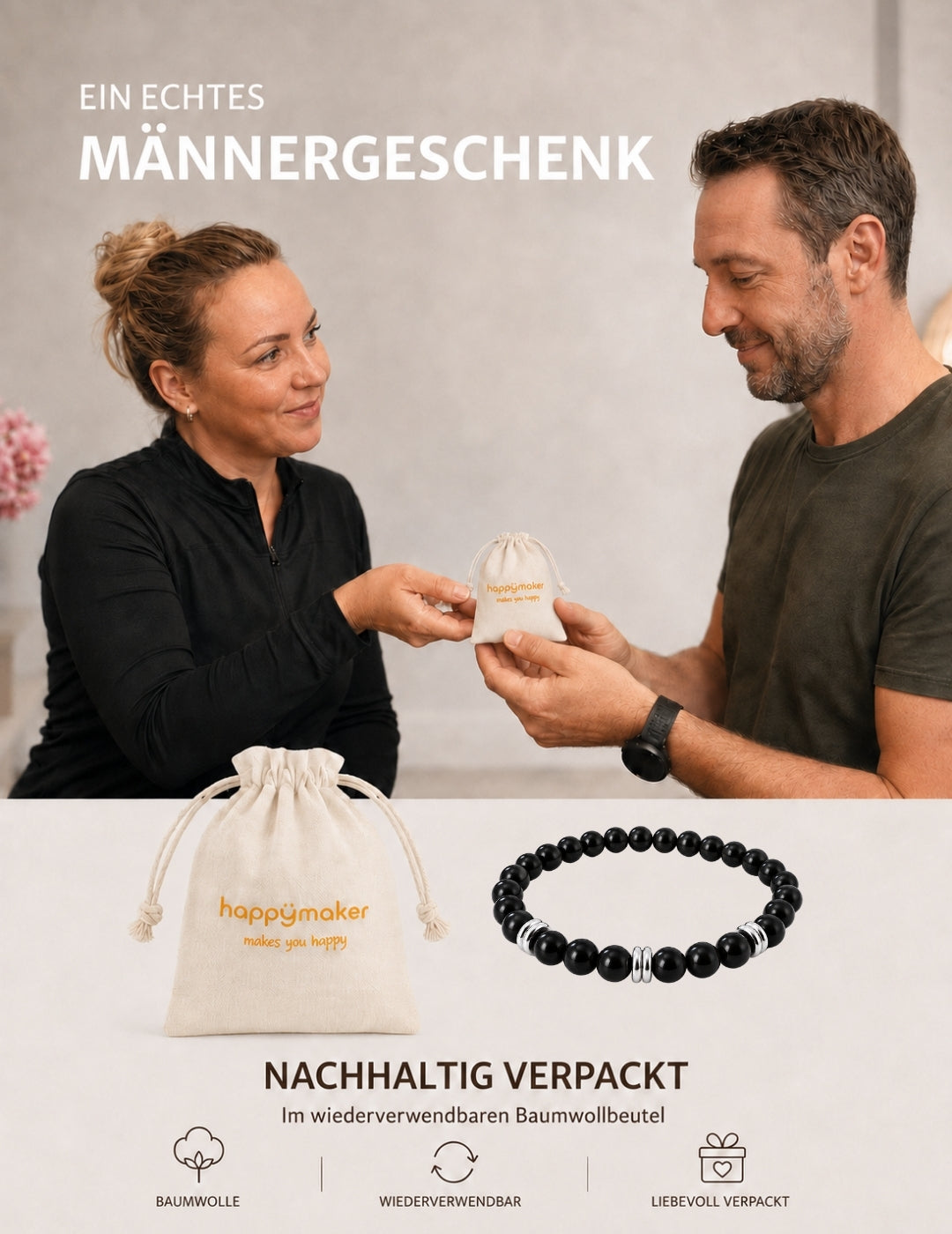 Männer Armband schwarzer Turmalin