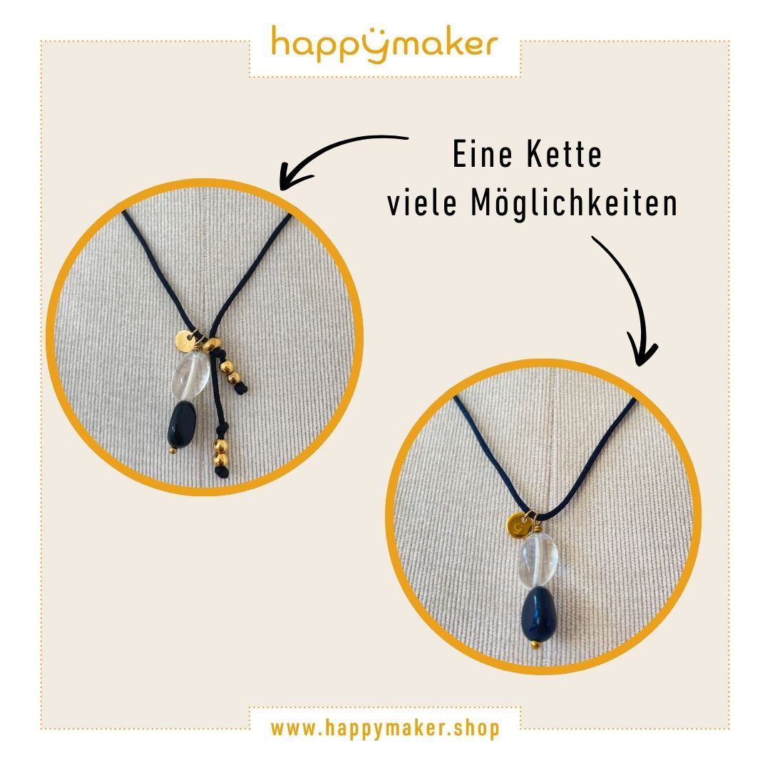 Turmalin Halskette mit Bergkristall