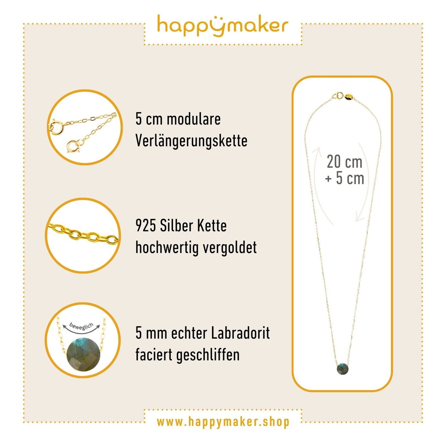 Geburtsstein Kette November für Skorpion – Silberkette mit Labradorit