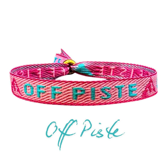Statement Armband - Off Piste in pink with adjustable bead, ideal for adventurers and outdoor enthusiasts.