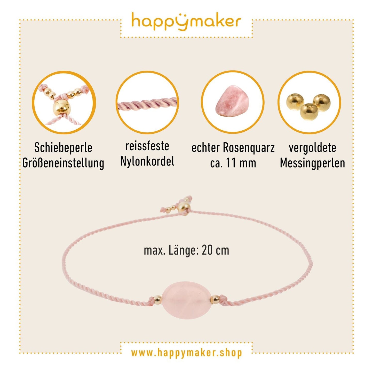 Mutter Tochter Armband Set mit Rosenquarz