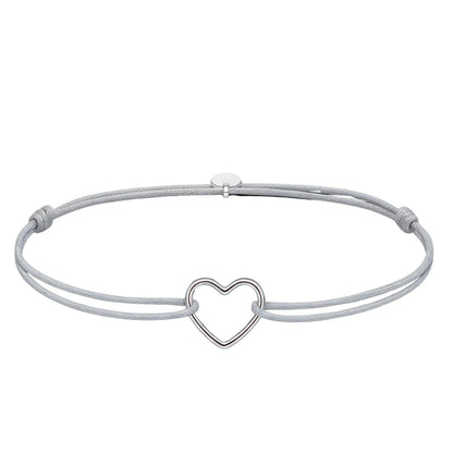 Armband mit Anhänger grau - 925 Sterling Silber Herz