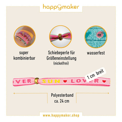 happymaker Stoffarmband mit Statement - Sun Lover