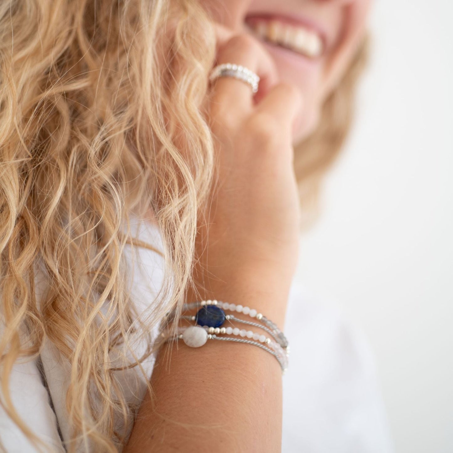 Mondstein & Rosenquarz Armband - Weihnachtsgeschenk