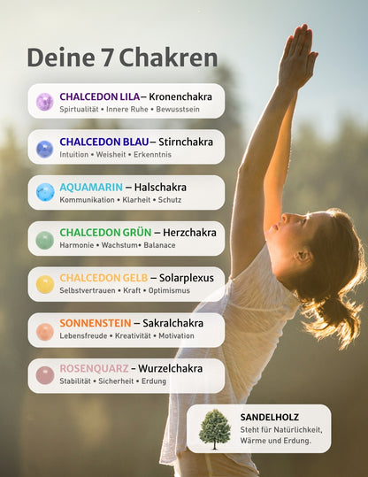Chakra Armband mit hellen Sandelholzperlen