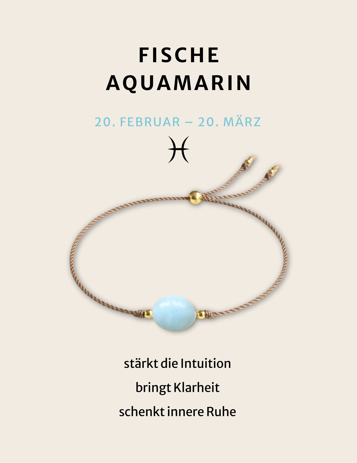 Geburtsstein Armband März für Fische mit echtem Aquamarin