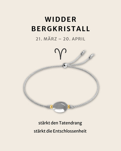 Geburtsstein Armband April Widder mit echtem Bergkristall
