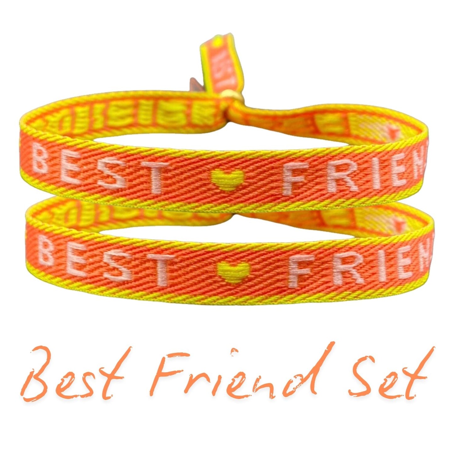 happymaker Stoffarmband mit Statement - Best Friends 2er Set