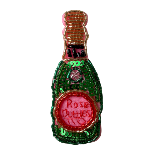 Brosche aus Perlen - Roséflasche