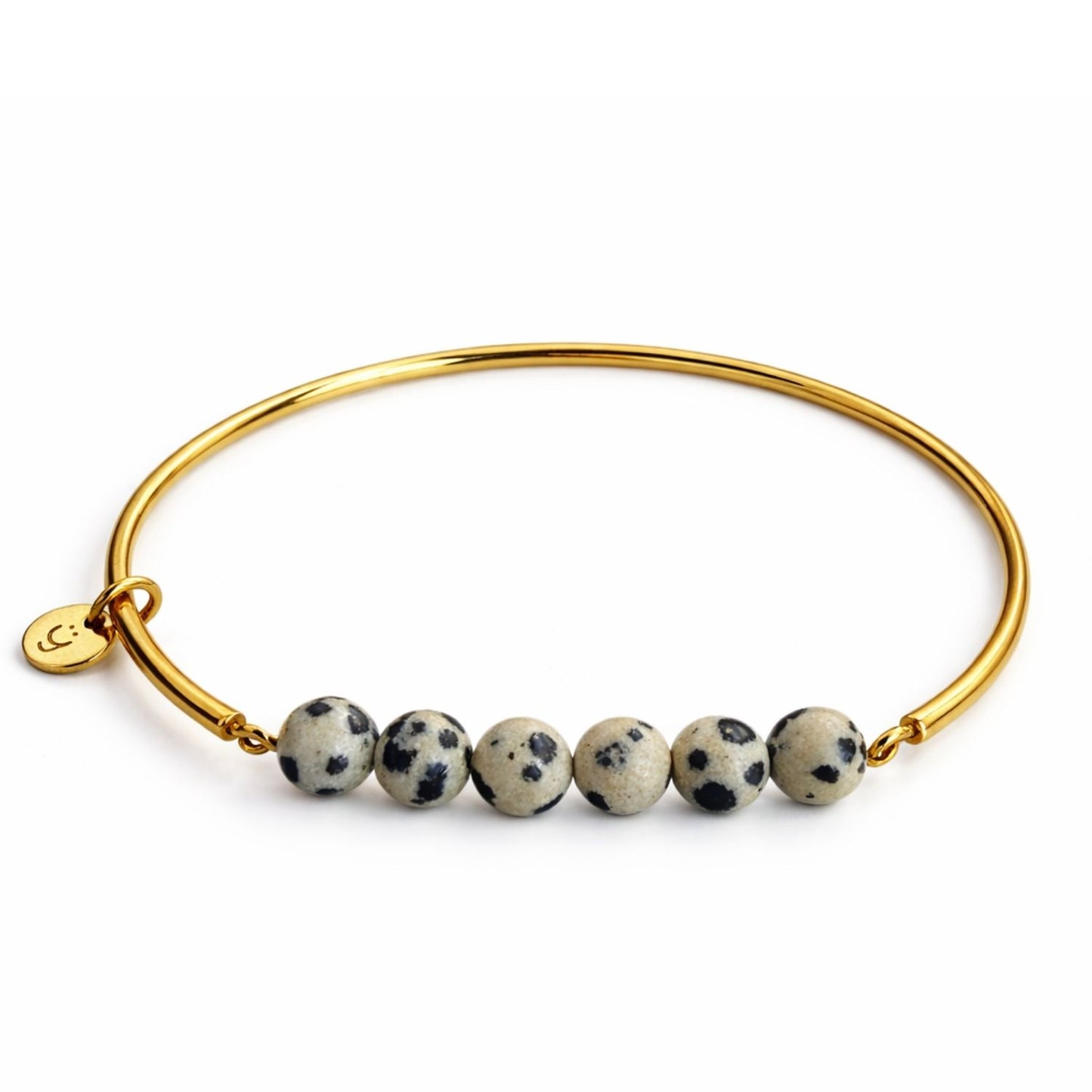 Edelstein-Armreif Gold mit Dalmatiner Jaspis Perlen