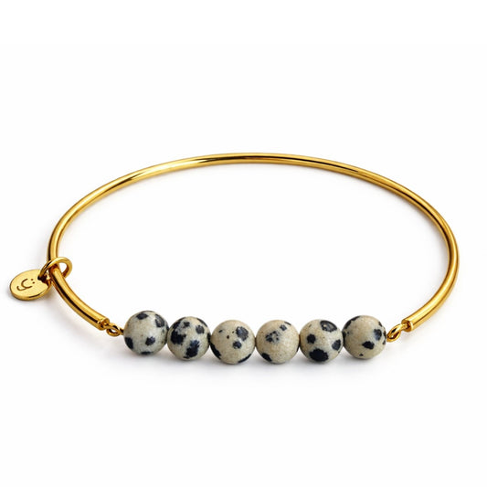 Edelstein-Armreif Gold mit Dalmatiner Jaspis Perlen
