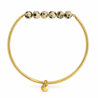 Edelstein-Armreif Gold mit Dalmatiner Jaspis Perlen