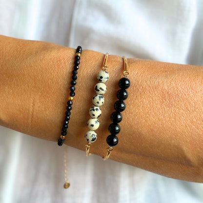 Edelstein-Armreif Gold mit Turmalin Perlen