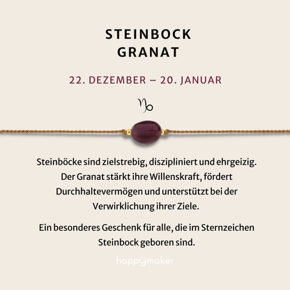 Geburtsstein Armband Januar für Steinbock mit echtem Granat