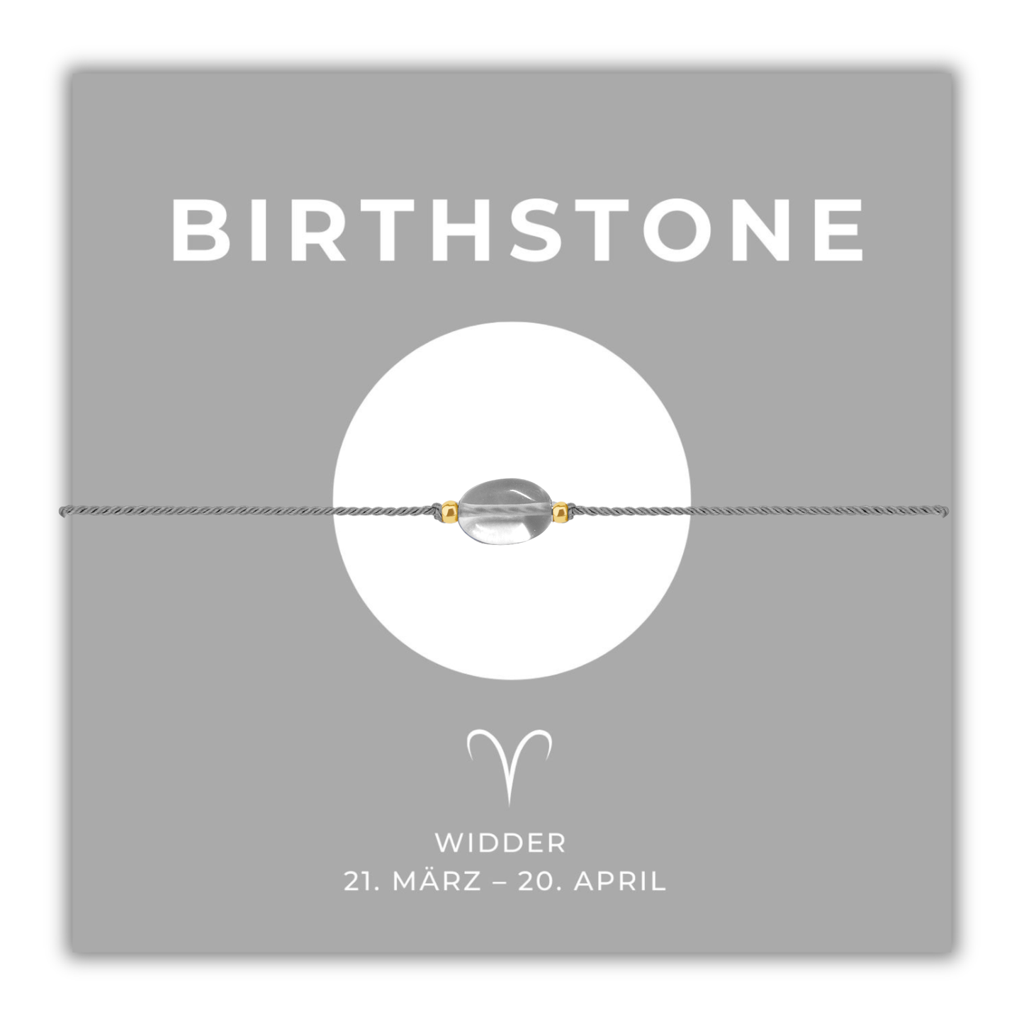 Geburtsstein Armband April für Widder mit echtem Bergkristall