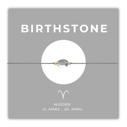 Geburtsstein Armband April für Widder mit echtem Bergkristall
