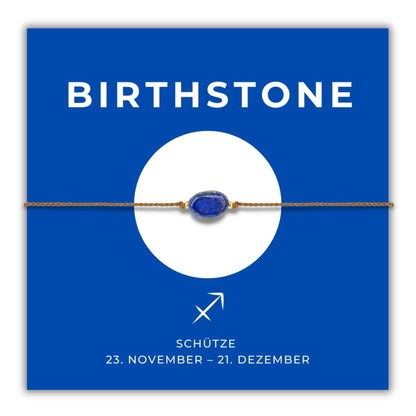 Geburtsstein Armband Dezember Schütze mit echtem Lapislazuli