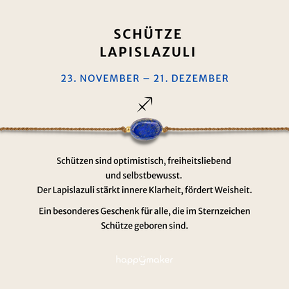 Geburtsstein Armband Dezember Schütze mit echtem Lapislazuli