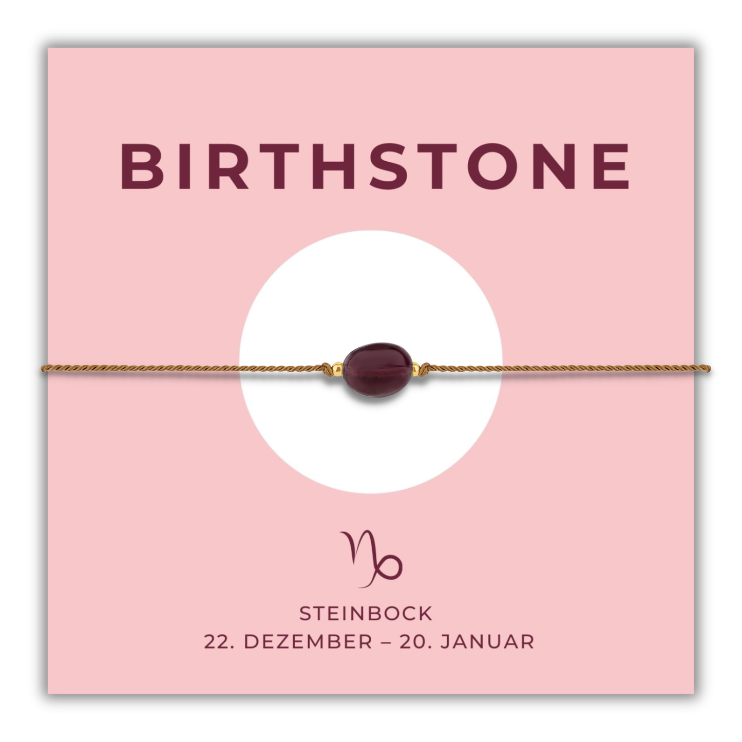 Geburtsstein Armband Januar für Steinbock mit echtem Granat