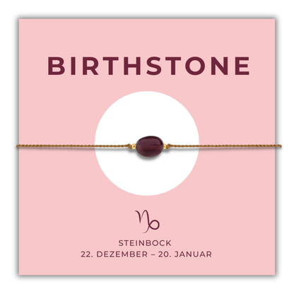 Geburtsstein Armband Januar für Steinbock mit echtem Granat
