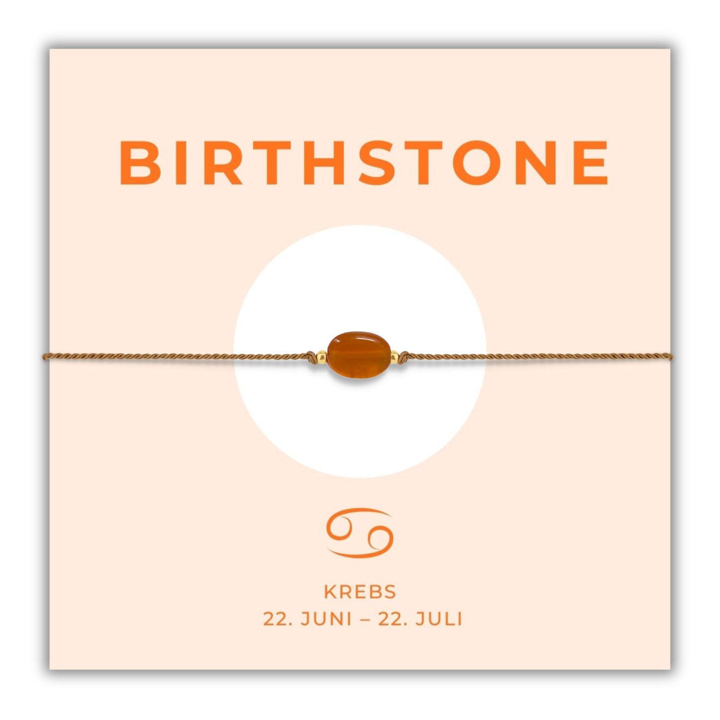 Geburtsstein Armband Juli Krebs mit echtem Karneol