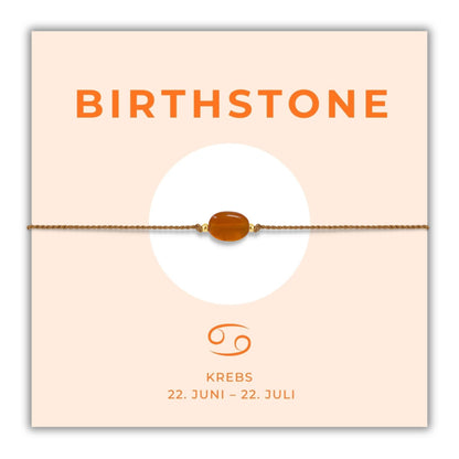 Geburtsstein Armband Juli Krebs mit echtem Karneol