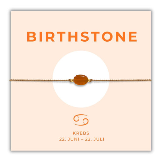 Geburtsstein Armband Juli Krebs mit echtem Karneol