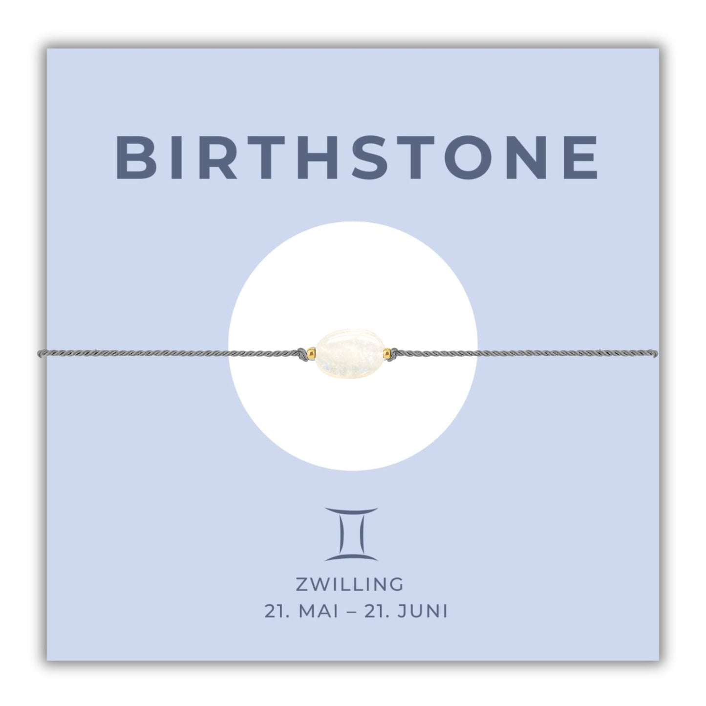 Geburtsstein Armband Juni Zwilling mit echtem Mondstein