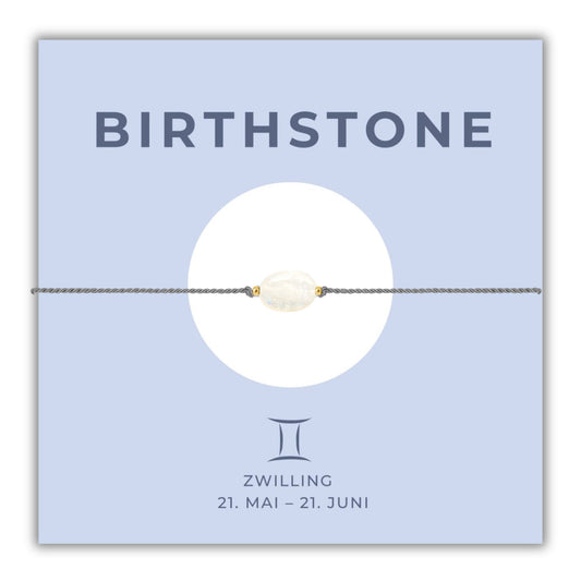Geburtsstein Armband Juni Zwilling mit echtem Mondstein