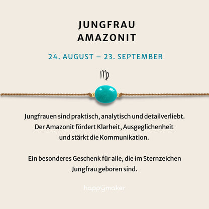 Geburtsstein Armband September Jungfrau mit echtem Amazonit
