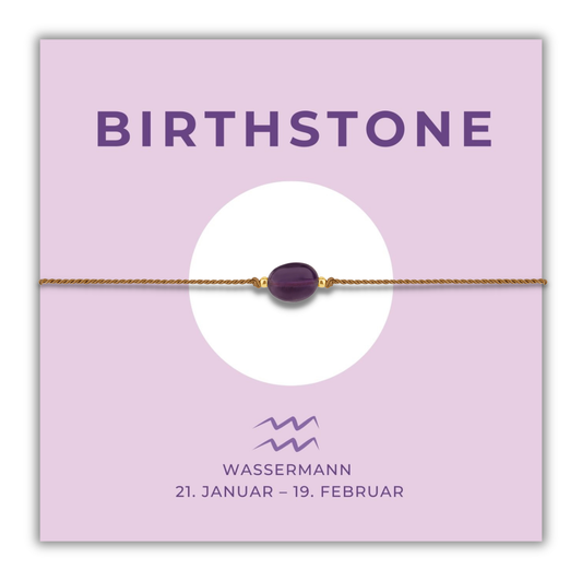 Geburtsstein Armband Februar für Wassermann mit echtem Amethyst
